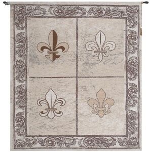 Classic Fleur de Bienvenue Tapestry in Brown and Cream- large wall decor- NWOT